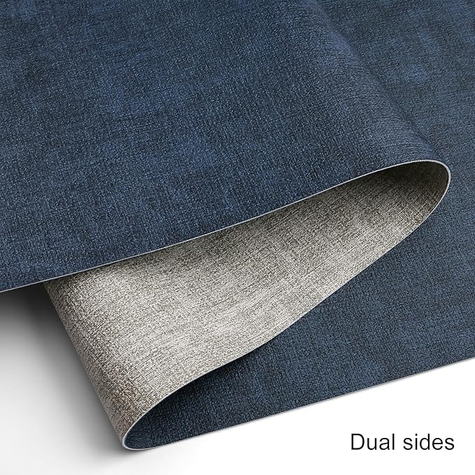 Table Runners 55 Inches Long, Dual-Sided Faux Leather Farmhouse Table Runner Waterproof Heatproof Non-Slip for Living Room Party Home Decor Holiday Decorations(Gray Blue, 12 x 55 Inch)