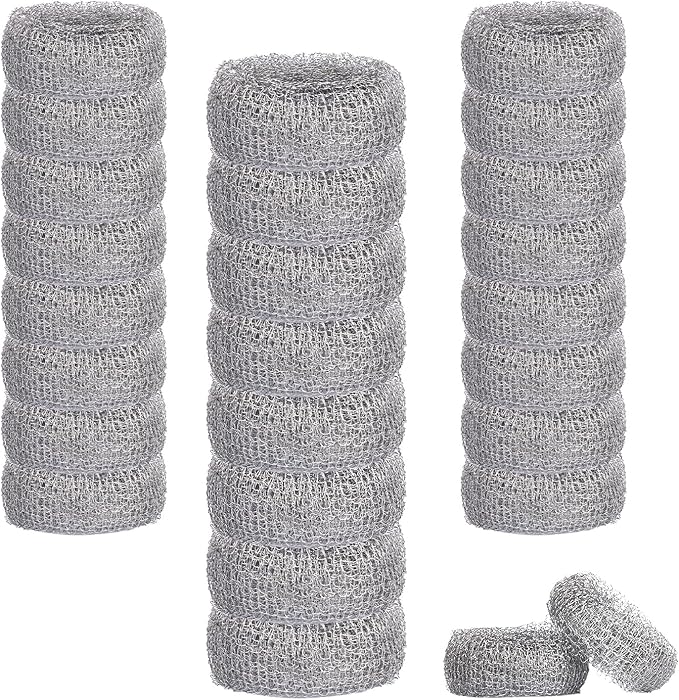 24 Pieces Stainless Steel Lint Traps for Washing Machine Hose,Rust-Proof Pet Lint Catcher Mesh Filter with 24 Pieces Cable Ties