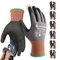 Schwer 6 Pairs Safety Work Gloves with Sandy Nitrile Coating LT5626, Max Abrasion Resistance Heavy Duty Gloves with Grip for Men and Women, Ideal for General Use, Mechanic, Construction, Gardening, M