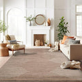 Rugshop Bohemian Stripe Stain Resistant High Traffic Living Room Kitchen Bedroom Dining Home Office Area Rug 7'10" x 10' Beige