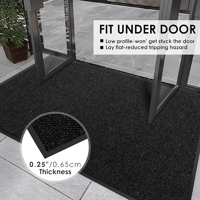 4′ x 11′ Front Door Mat Indoor Outdoor Entrance, Commercial Floor Mat Heavy Duty Dirt Trapper Entryway Doormat, Custom Size Non Slip Rubber Backing Welcome mat, Door Mat for High Traffic Area