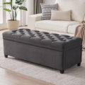 50" Storage Ottoman Bench, Tufted Ottoman with Storage for Living Room, Large End of Bed Ottomans, Modern Entryway Benchs, Window & Bedroom Benches for Foot of Bed (Darkgray)