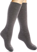 Cotton Compression Socks for Women & Men. 15-20 mmHg Support Knee-High Charcoal Gray S/M