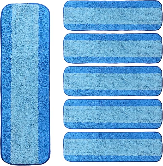 6 Pack Microfiber Cleaning Pads for Bona Mop, Reusable Microfiber Mop Pads for 18 Inch Mop, Hardwood & Hard Surface Floors Replacement Cleaning Mop Pads, Machine Washes