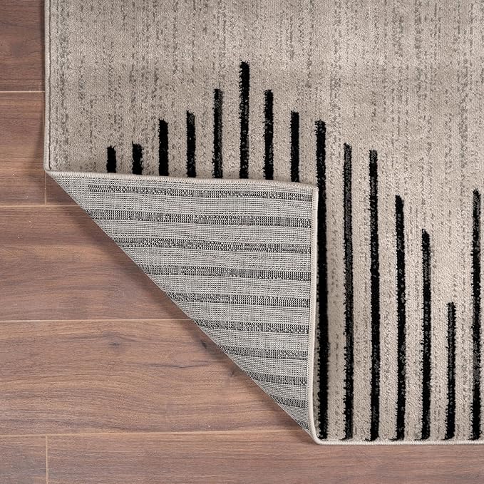 Rugshop Bohemian Stripe Stain Resistant High Traffic Living Room Kitchen Bedroom Dining Home Office Area Rug 10' x 14' Cream