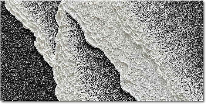 NANKAI Hand Painted black and white abstract canvas art oil painting waves landscape home wall decoration painting 24x48 inches
