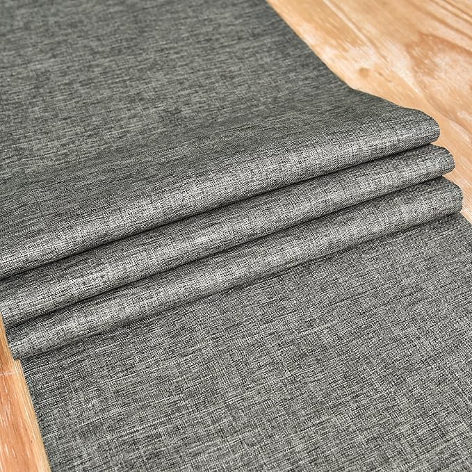 NEWISHER Farmhouse Rustic Table Runner Dark Grey Rectangular Table Runners Faux Linen Table Runner for Everyday Use Kitchen Dining Party Table 13x72 Inch